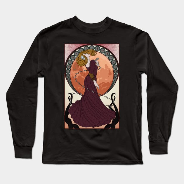 Art Nouveau Bloodborne - Moon Scented Hunter Long Sleeve T-Shirt by JuditangeloZK